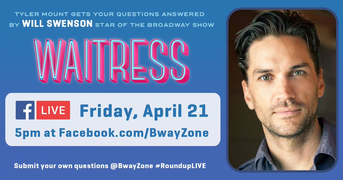 BwayZone's tweet photo. REMINDER: @thewillswenson is joining us LIVE on Facebook tomorrow at 5pm. Submit questions by using #RoundupLIVE https://t.co/e075OJZaoY https://t.co/0PjtBbzvm8