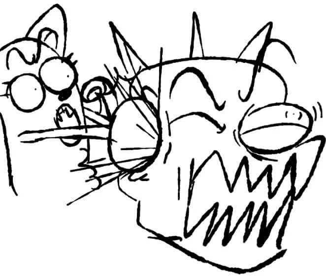Muscles punching bad guys 