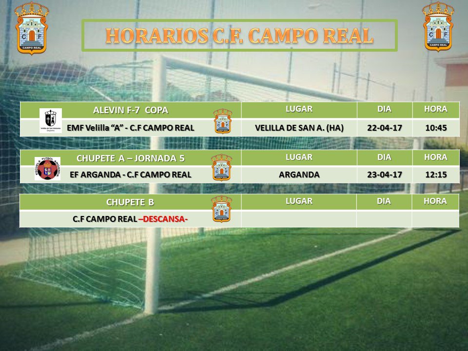 Ya estamos de vuelta después de la Semana Santa. Próximos Horarios!! <a href="/FutMadrid/">futmadrid ®</a> <a href="/FFMadrid_/">Federación Madrileña</a>
