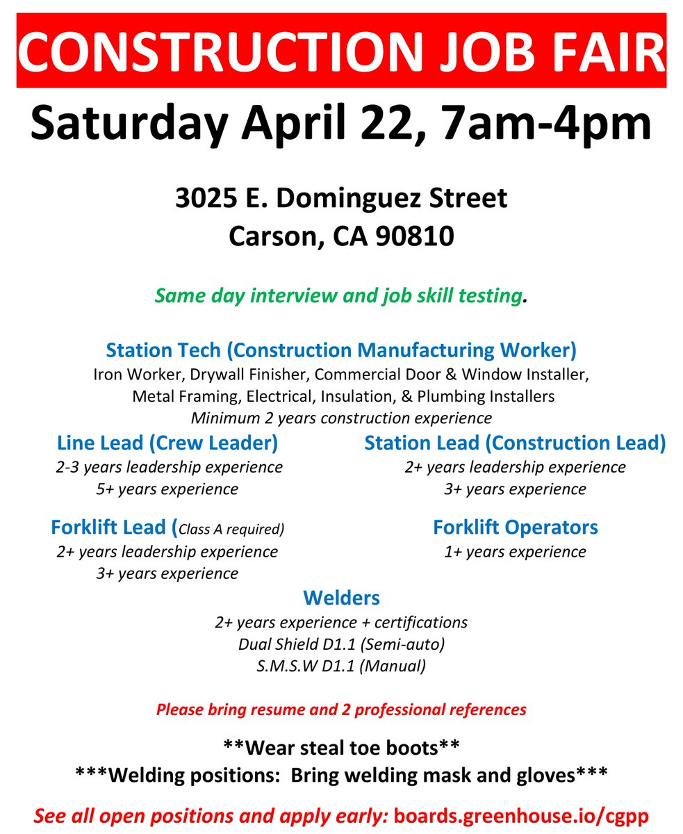 CRCD_SouthLA's tweet photo. Upcoming Construction job fair this Saturday, April 22nd https://t.co/Y5GwvNOiPn