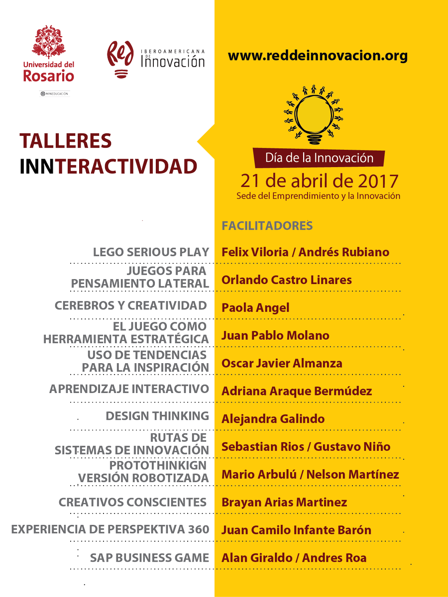 reddeinnovacion's tweet photo. Celebración #diadelainnovacion2017 #Bogotá @urosarionews 
Inscripciones
https://t.co/CNm9f3ZiQQ https://t.co/c5G60AHzpM