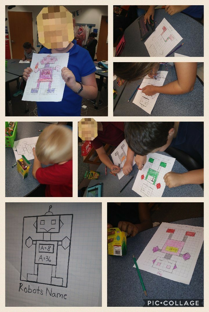 MsKristynTeach's tweet photo. More Test Review! Shapes, area + perimeter on graph paper. All in one fantastic robot activity βΊ #whywadsworth #SP17Intern #artintegration https://t.co/K9CI6w8PLN