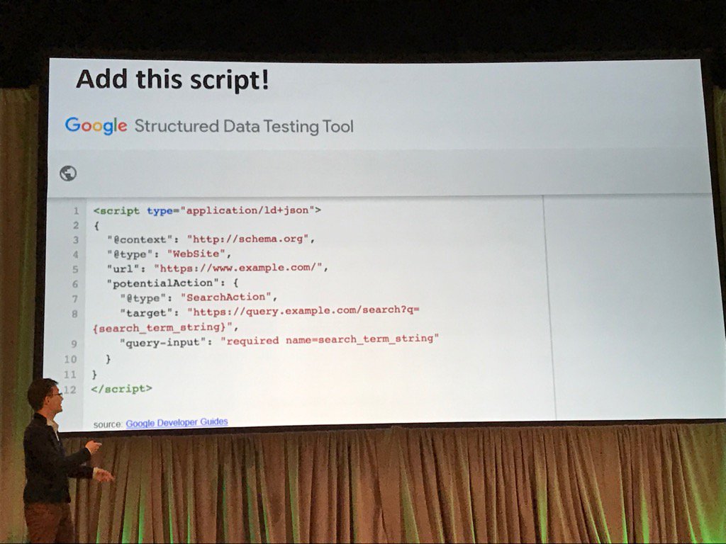 WSOMarketing's tweet image. Here&apos;s my nugget of gold from @crestodina at #convcon. How to tell Google to search your site for Sitelinks section.