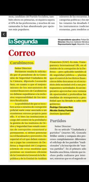 ngodoyf's tweet photo. Carta escrita junto a @RodrigoJCHun sobre la necesidad d control financiero externo a Carabineros, junto al escrutinio de la sociedad civil https://t.co/uY8XX2xXuW