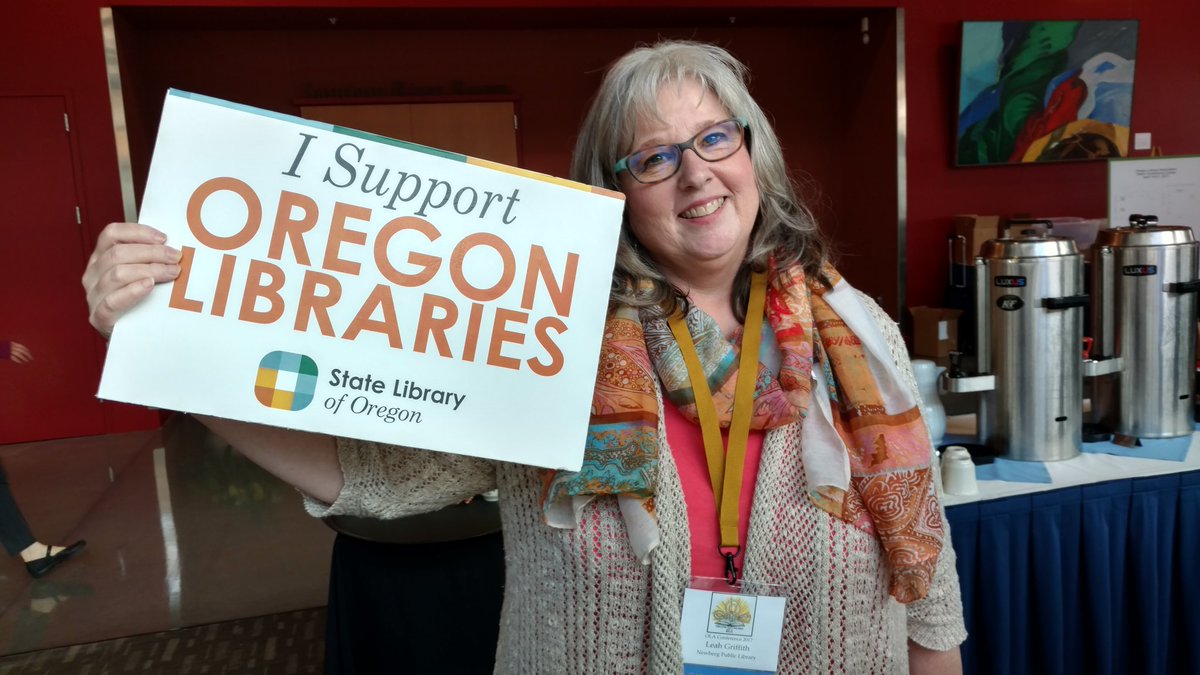 statelibraryor's tweet photo. Leah Griffith checks in from Newberg! #ORLib17 #MyORLibrary https://t.co/KXo7U6YBTO