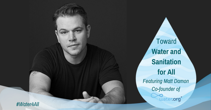WorldBankWater's tweet photo. Matt Damon of @Water: solutions exist at the intersection of top-down &amp; bottom-up financing. Watch #Water4All convo: https://t.co/1gZegLJ8jB https://t.co/uca2STwWoL