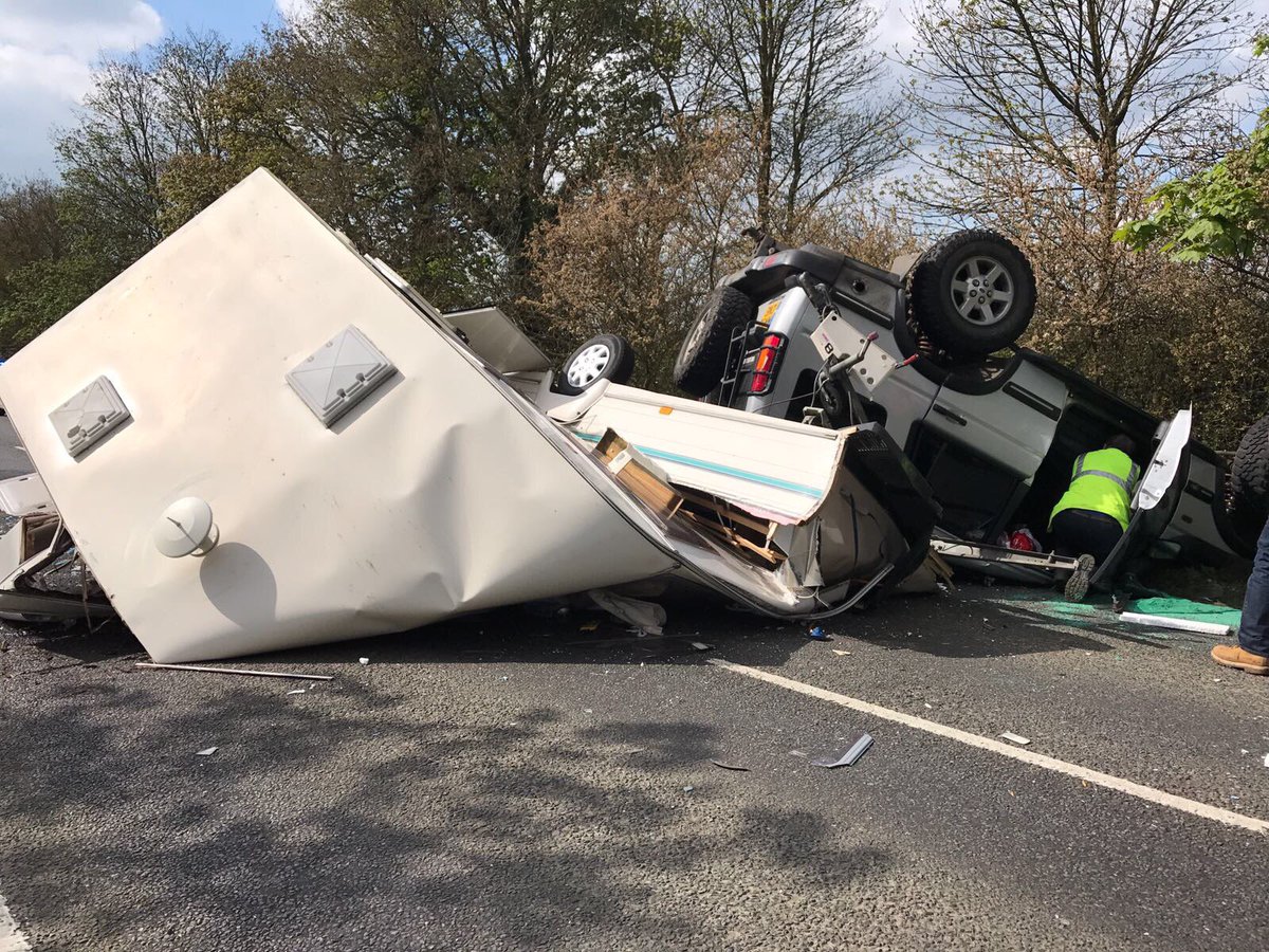 It looks like it featured in a #caravan destruction derby this is the remains on the A52 #grantham #HappyHolidays #drivesafe <a href="/lincspolice/">Lincolnshire Police</a>