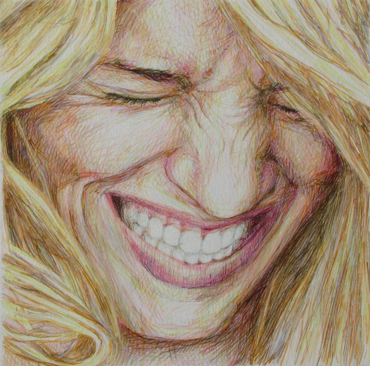 kappusart's tweet photo. 'Emily / 20 / Female / Caucasian' ($175. 8x8". Marker on paper) &amp; other Laughing portraits now available on website: https://t.co/DDboEWWAcJ https://t.co/odiqv5mZ8w