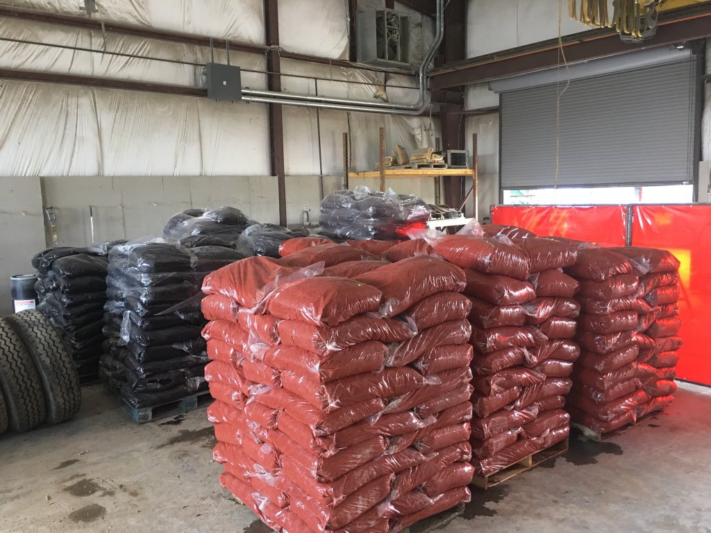 Championwaste's tweet photo. Mulch bagged and ready to go!  We have black, red and dark walnut. Ready for delivery or pick up. #buylocal https://t.co/szVzxo9lXl