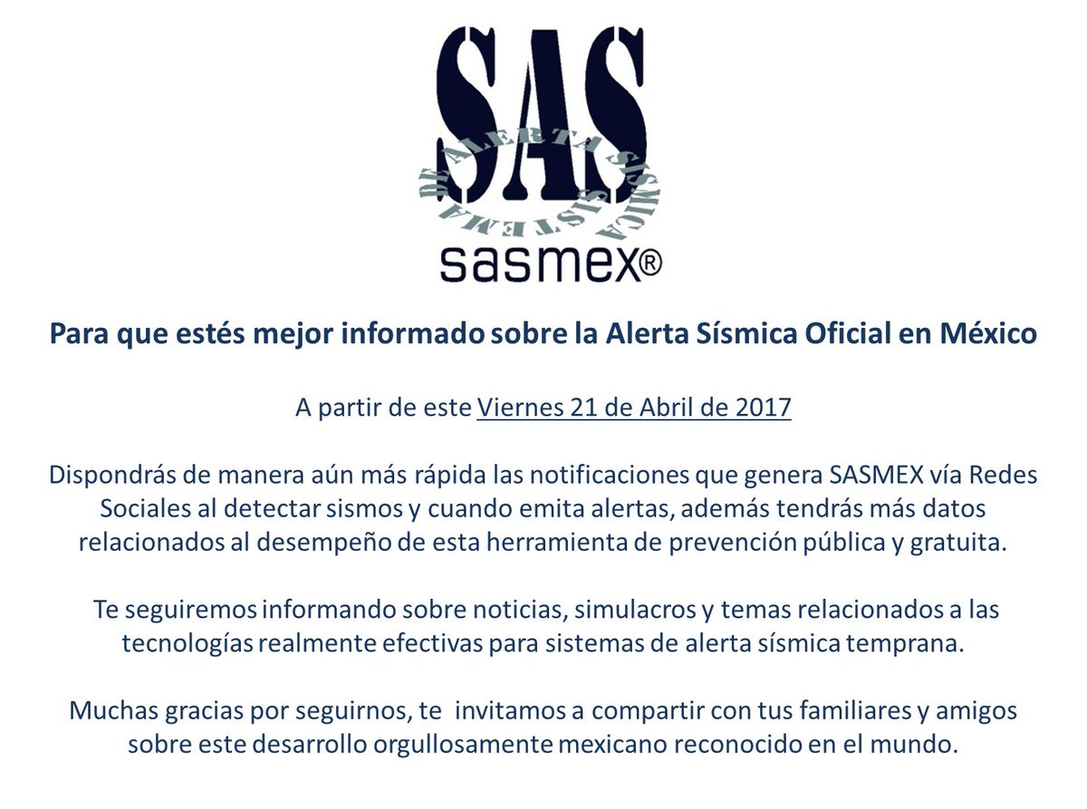SASMEX's tweet image. Gracias a Ti seguimos a la vanguardia en Sistemas de Alerta Temprana