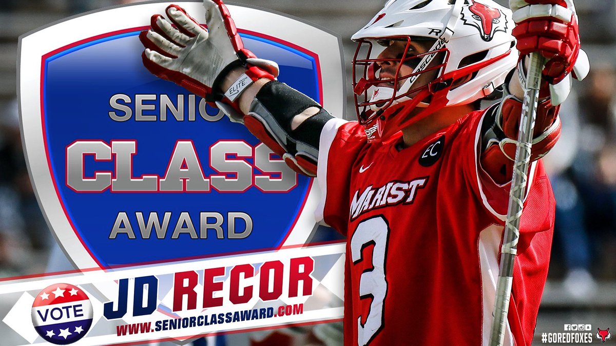 MaristAthletics's tweet photo. Help #Marist attack J.D. Recor win the fan vote for the @SnrCLASSAward. Vote once per day per device. https://t.co/DlLTFxuht5 #Vote4JD https://t.co/Sxcv73dHC1