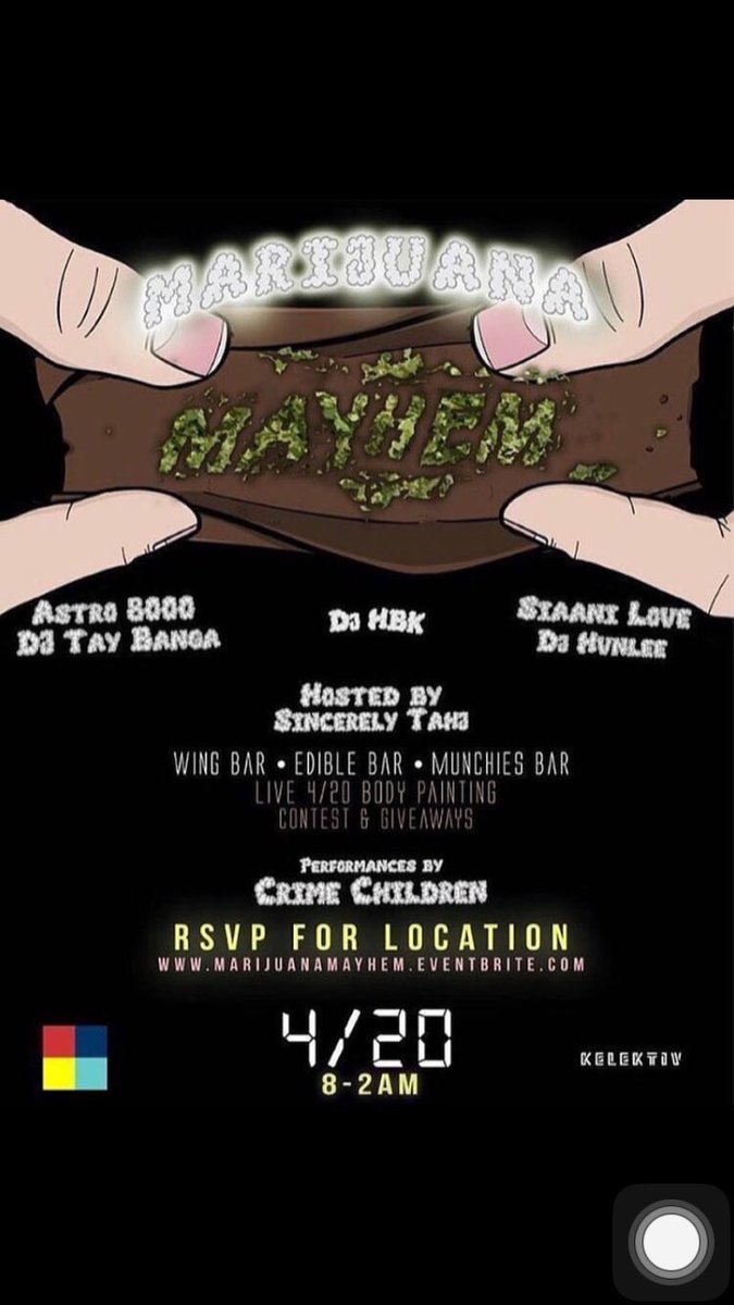 _KimChanel_'s tweet photo. Make sure you hit #MarijuanaMayhem in PHILLY TONITE brought to u by @TheKelektiv &amp; a performance by @CrimeChildren 🍃https://t.co/AbV6NTEvMU https://t.co/RXmhNxHNiL