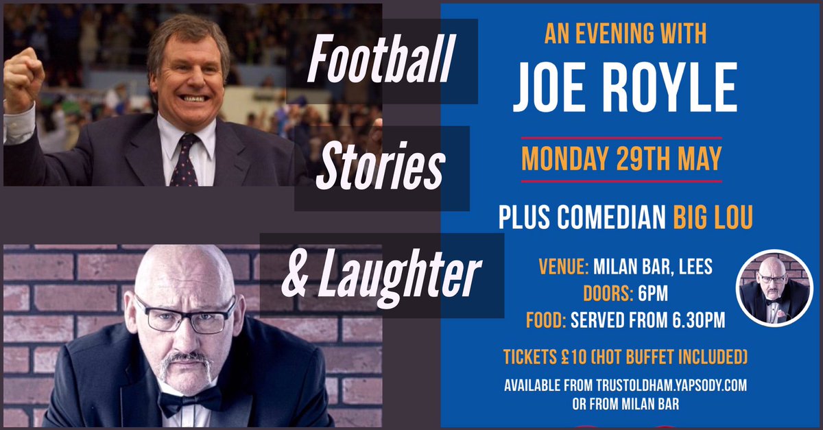 MilanBarLees's tweet image. Looking forward to this event with @DirofFootball @NewTrustOldham &amp;amp;@BigLouComedy #oafc #oldhamathletic #OldhamHour