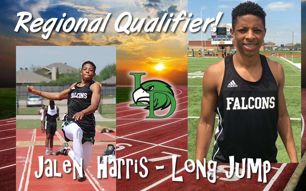 LakeDallasISD's tweet photo. Great job Jalen Harris! Regional qualifier in Long Jump #FalconPride https://t.co/dptadVlgWq