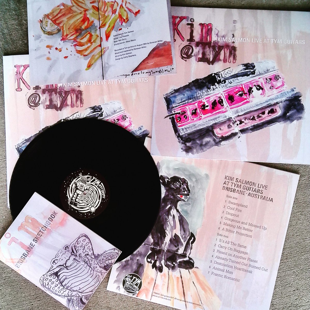The whole package. TYM051 <a href="/mrkimsalmon/">Kim Salmon</a> live at Tym guitars WITH "Brisbane Sketchbook" booklet featuring artwork by Kim. Out <a href="/RSDAustralia/">Record Store Day Aus</a>