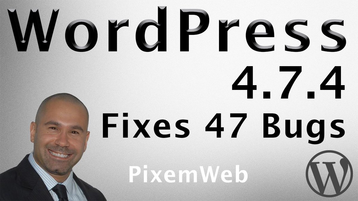 PixemWebDesign's tweet image. #WordPress 4.7.4 has just been released. Fixes 47 #Code Bugs. Fixes for the #WordPressRestAPI & #Chrome #DIY youtu.be/gPlsYNIhDLU
