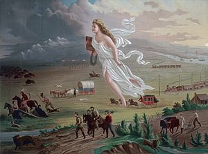 mrswikewcsd's tweet photo. @ByrdseedGifted One #byrdclassic the kids enjoy is American Progress, (1872) by John Gast. I reveal the image 1 part at a time from R to L! @ByrdseedGifted https://t.co/7ft4D0yx7e