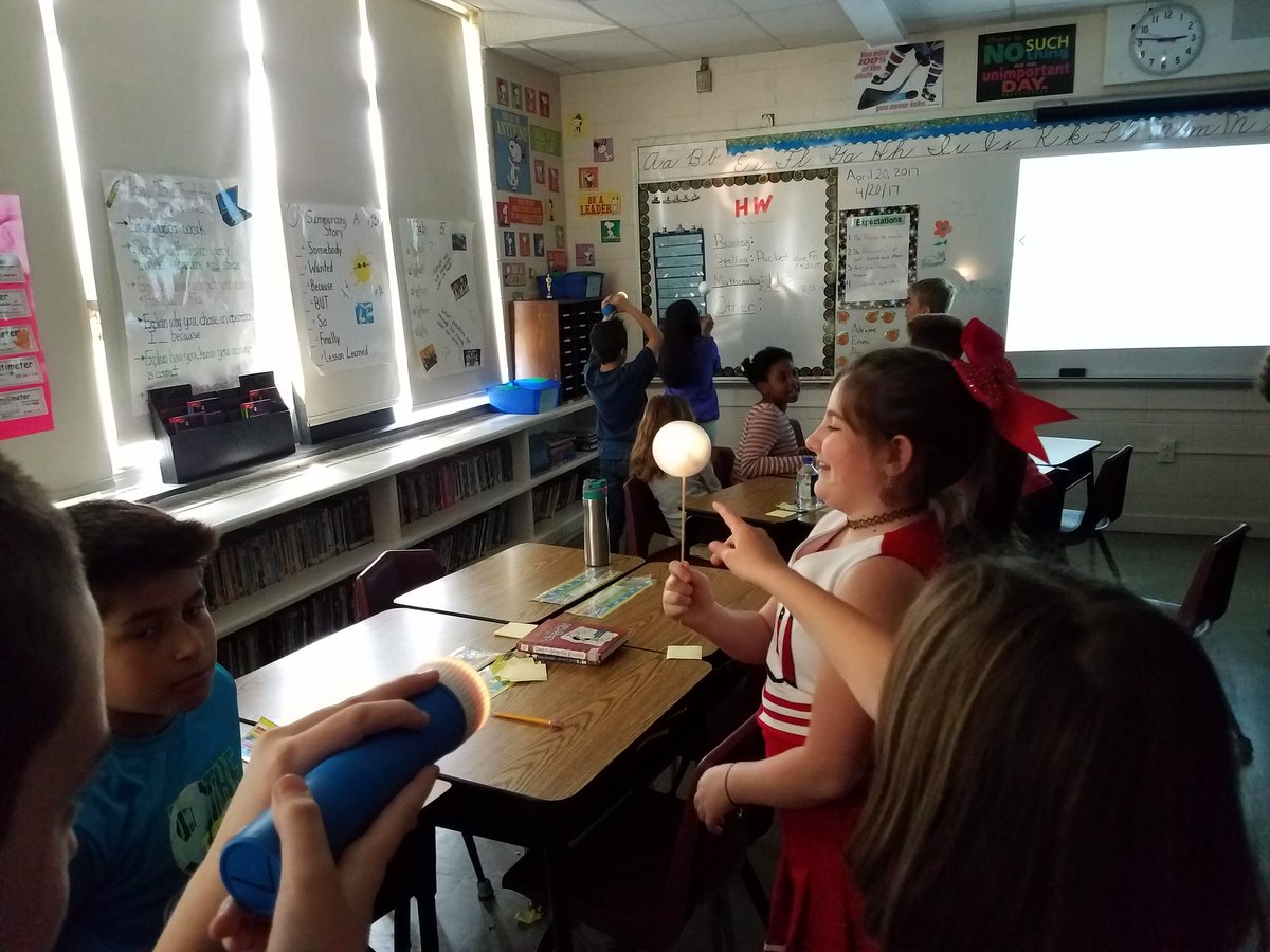 Ss modelling the phases of the moon with <a href="/MysterySci/">Mystery Science</a> #ngss #otespride