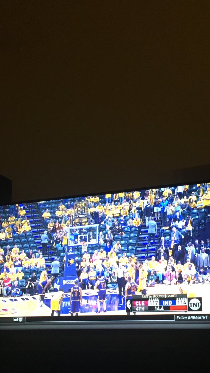 SoFlSportsGuy33's tweet photo. 3 point game in the playoffs with 14 seconds left, but will anyone talk about the Pacers arena being half empty or their fans? https://t.co/tWDaikwjMk
