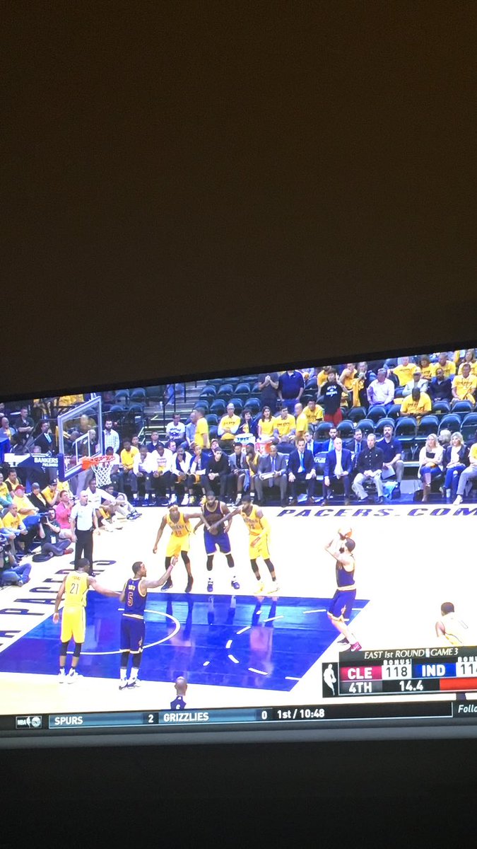 3 point game in the playoffs with 14 seconds left, but will anyone talk about the Pacers arena being half empty or their fans?
