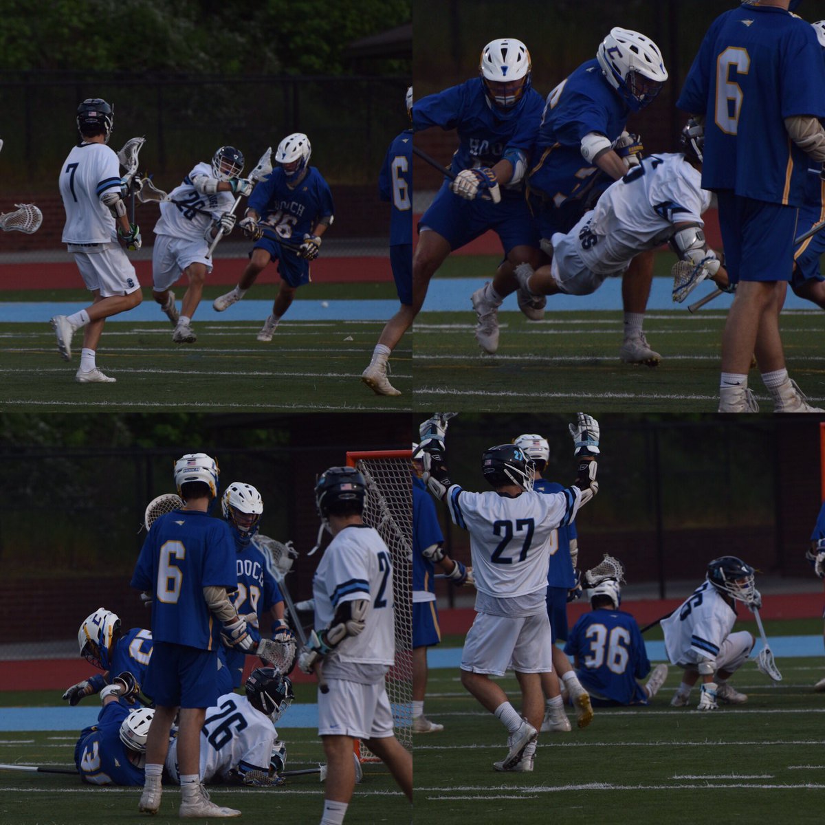 Freshman Attackman <a href="/brysonhawkins21/">Bryson</a> goes airborne for his first career Varsity goal!  Thanks for the awesome pictures @dmaxam3!