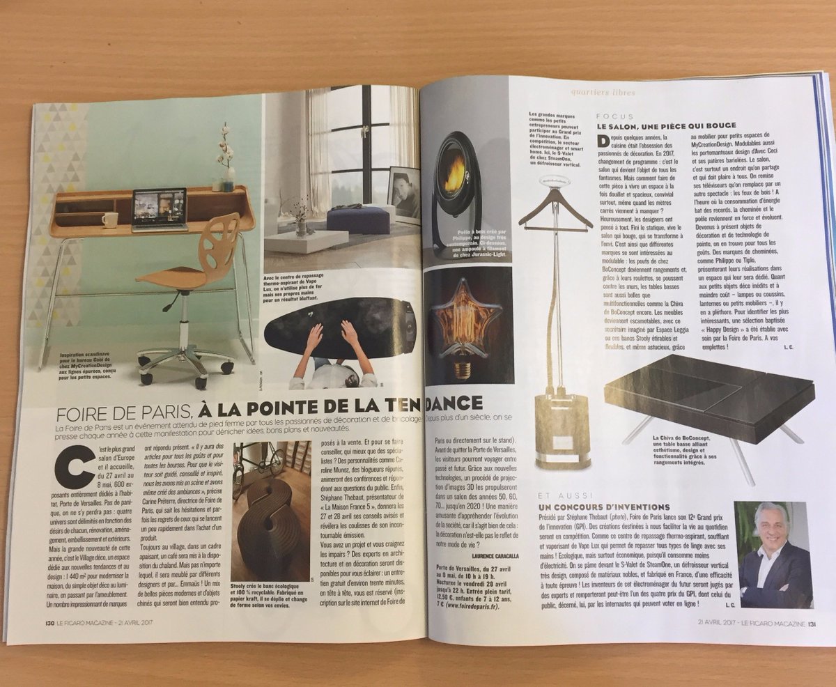 <a href="/foiredeparis/">Foire de Paris</a> à la pointe de la tendance ... Ce n'est pas moi qui le dit, c'est le <a href="/Le_Figaro/">Le Figaro</a> Mag 😍 #fierte #deco #innovation
