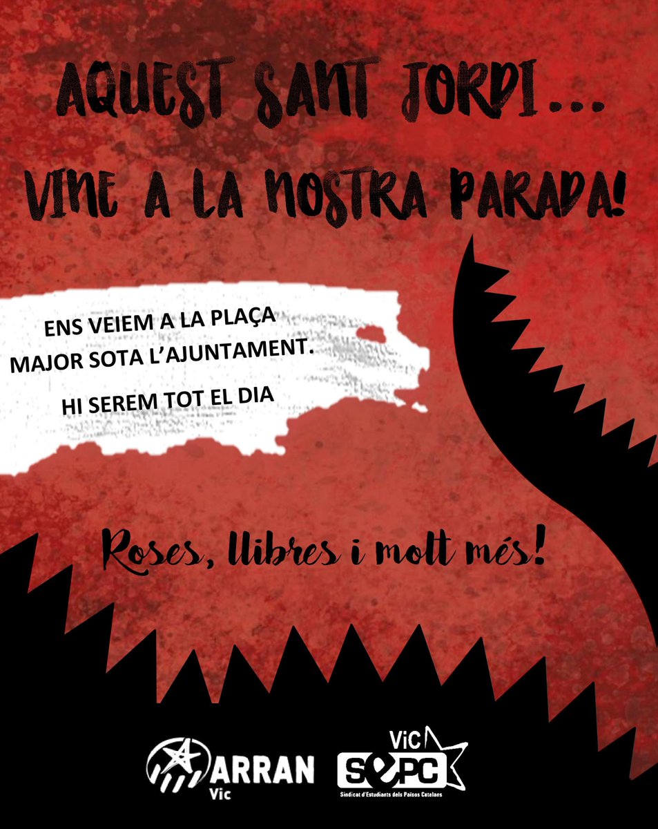 📚Per Sant Jordi vine'ns a veure a la nostra parada! 
A la plaça Major junt amb el <a href="/SEPCVic/">SEPC Vic</a> durant tot el dia, tindrem llibres, roses i més!🌹