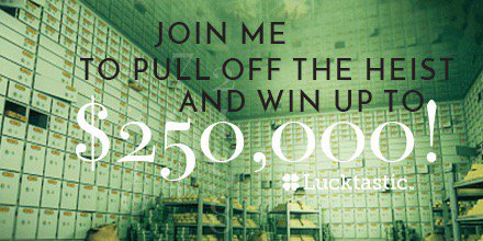 JakeBober's tweet photo. I just entered to pull off The Heist and win up to $250,000! https://t.co/sgjKtD1Zjn https://t.co/l7hQMfmNbG