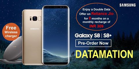 DatamationGuw's tweet photo. #PREBOOK the most stunning SAMSUNG S8/S8+ &amp; get the free Wireless charger absolutely free and Double Data Reliance JIO offers for 8 months. https://t.co/4y5UiNGQ2p