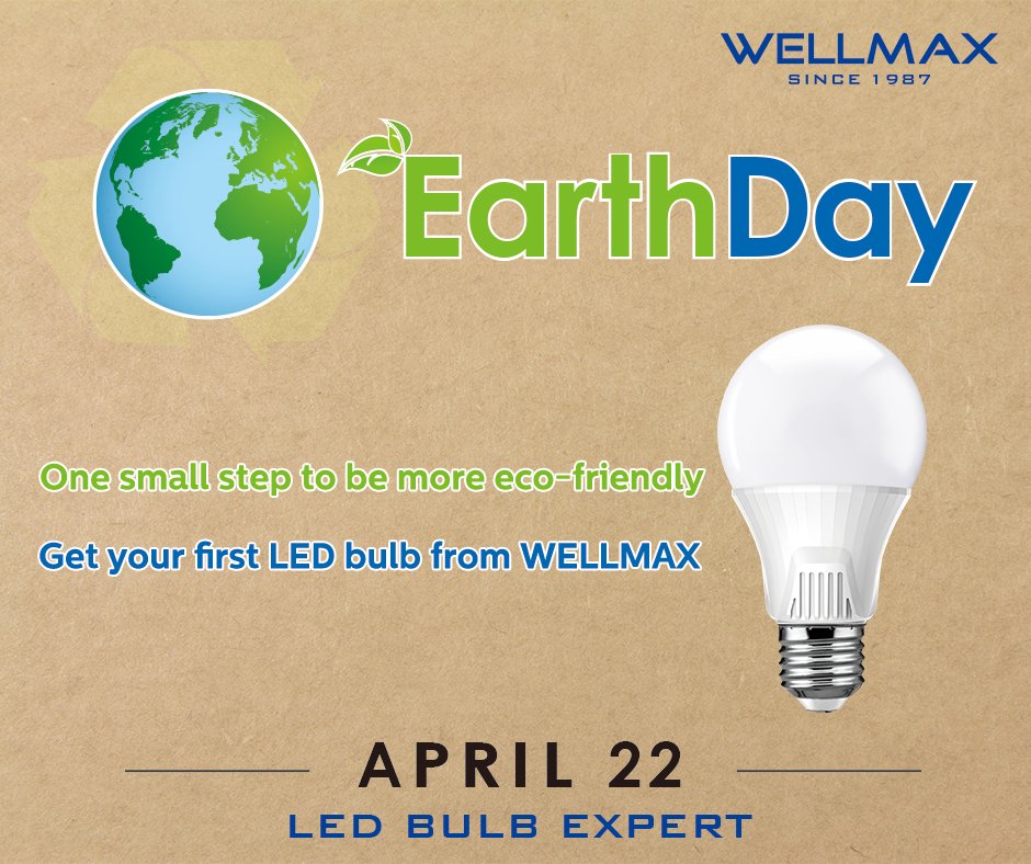 wellmaxlighting's tweet photo. Think Green. Take Action.
Substitute incandescent lamp with #LED today!
#EarthDay #GoGreen #WELLMAX #LEDBULBEXPERT #EcoFriendly https://t.co/PuJEsemURE