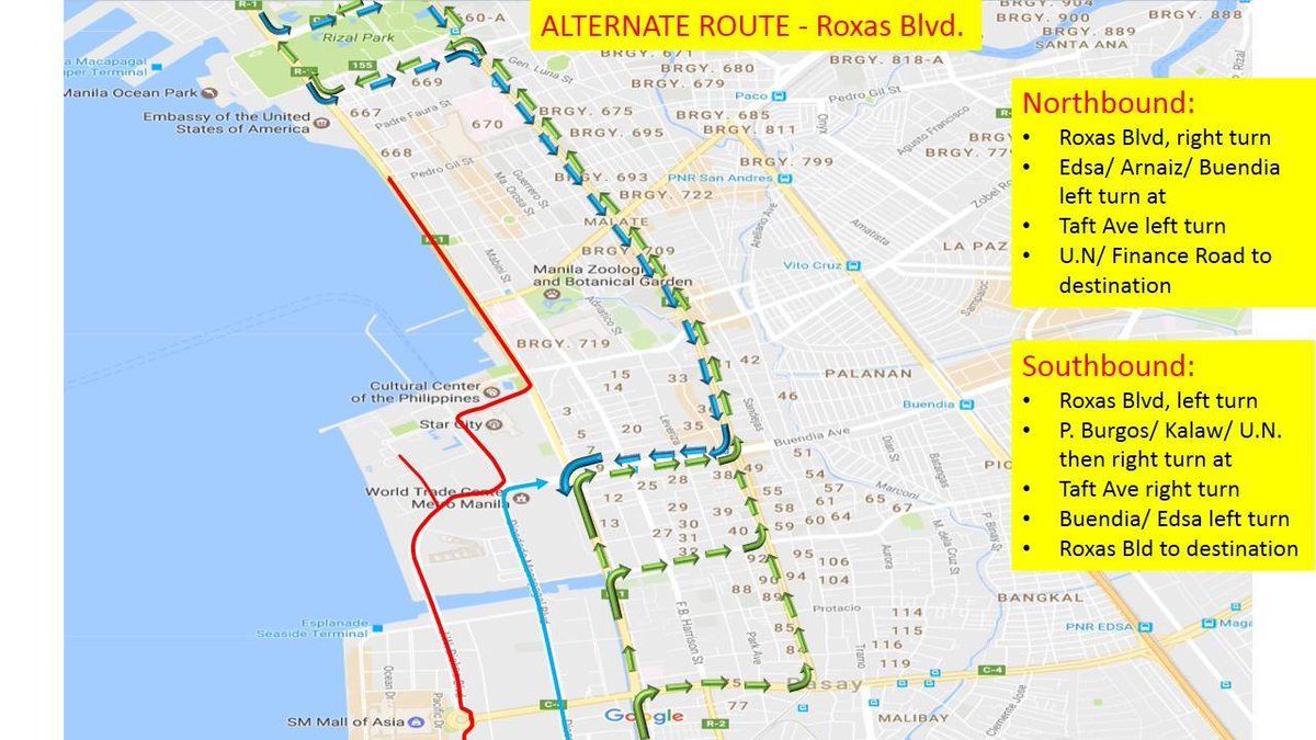 MMDA's tweet photo. LOOK : Traffic re-routing plan for Roxas Blvd., Mall of Asia, and Makati area during the 30th ASEAN Summit 2017 from April 26 to April 30. https://t.co/CkqsU6Xhsw