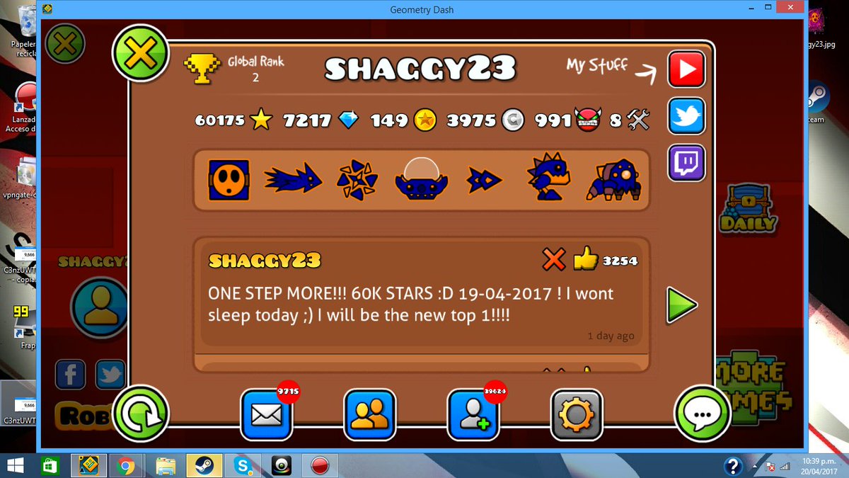 GD_Shaggy23's tweet photo. #ShaggyTheNewTop1 ! esperemos al update de ranking! Juntos lo logramos :DDD spameen a Robtop! XDD https://t.co/5NxXqtYQAj