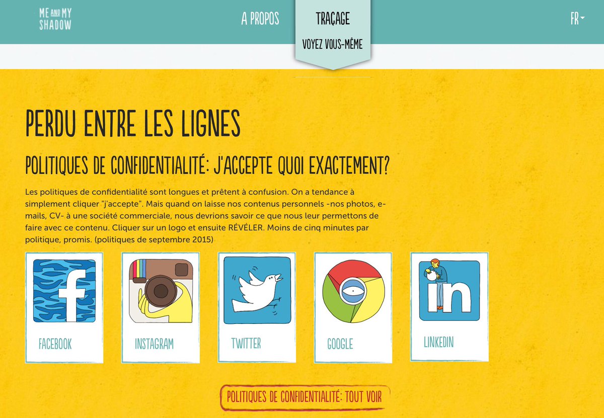 Politique de confidentialité : qu'est ce que j'accepte quand je clique #ReseauxSociaux #SocialMedia #EMI myshadow.org/fr/tracking-da… #données