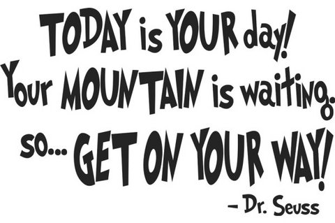 Today is your day ! Your mountain is waiting, So.. get on your way. #drseuss #quote #motivation