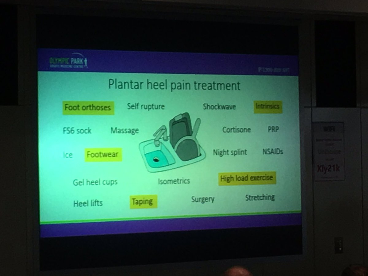 andrew_jowett's tweet photo. James Pope and Sally Child address Plantar Heel Pain perhaps don't throw the kitchen sink at it! @opsmc #OPSMC https://t.co/widsS4Vmd0