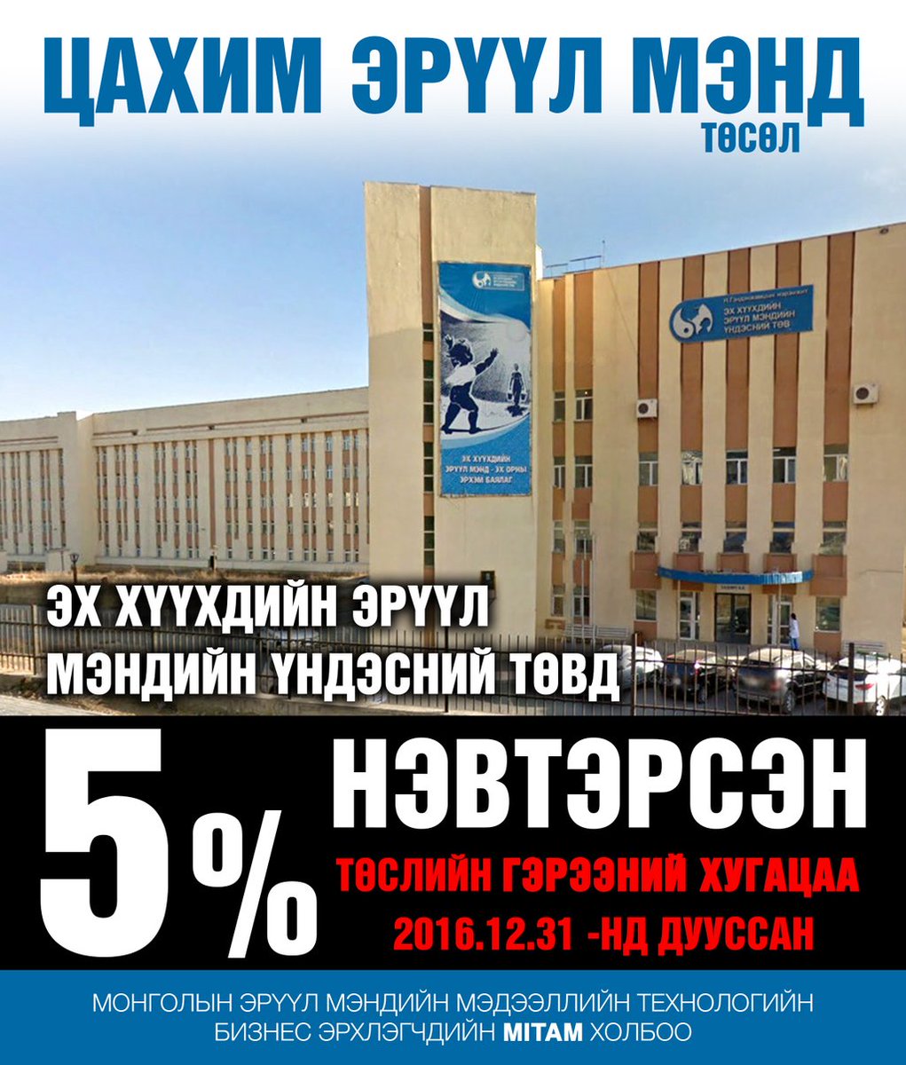 Улсдаа ганц байдаг Эх Хүүхдийн Эрүүл Мэндийн тѳв #Цахим_эрүүл_мэнд тѳсѳл 5%-тай нэвтэрсэн байна. <a href="/Tsogtsetseg_A/">Цогцэцэг Аюуш</a> <a href="/M_Oyunchimeg/">М.Оюунчимэг</a> <a href="/ts_tsogzolmaa/">Tsogzolmaa Ts</a>
