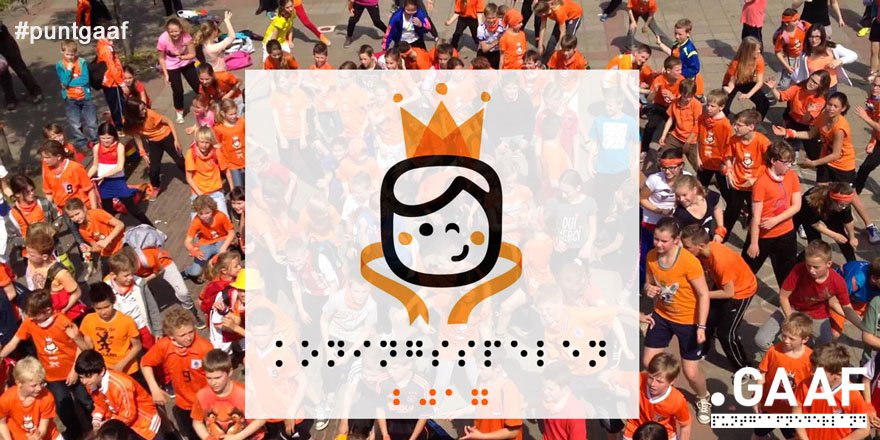 #Koningsspelen: alle schoolpleinen kleuren oranje. Hoe zou jij de kleur oranje beschrijven voor iemand die niet kan zien? #braille #puntgaaf