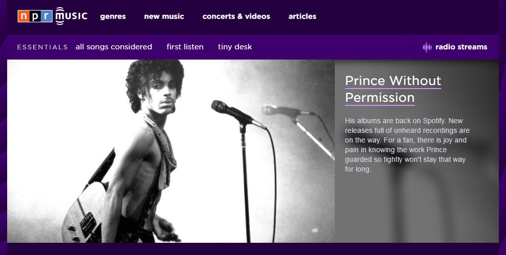 totalvibration's tweet photo. NPR Music has gone purple for the Purple One. https://t.co/pt2rZd4OpR https://t.co/uXTYRhyvxW