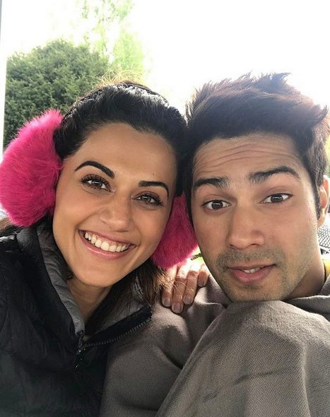 Check out how <a href="/Varun_dvn/">Varun sunny sanskari Dhawan</a> &amp; <a href="/taapsee/">taapsee pannu</a> are dealing with chilly London weather on the #Judwaa2 set!