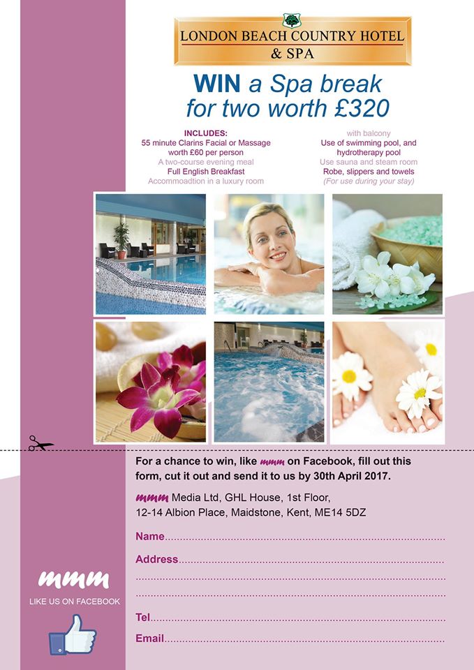 MediaMmm's tweet photo. Keep those entries coming in for our Spa break competition with @TheLondonBeach! #mmm #kentmagazine #spabreak #competition #win https://t.co/fb7BWlSMK9