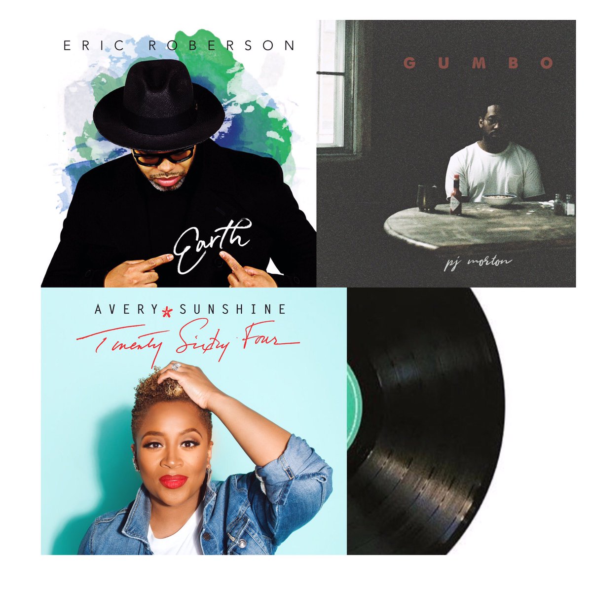 My friends <a href="/IAmEricRoberson/">Eric Roberson</a> "Earth" <a href="/PJMORTON/">PJ MORTON</a> "Gumbo" &amp; <a href="/AverySunshine/">AverySunshine</a> "TwentySixtyFour" released new music today.Please Support.Enjoy! 😘❤️
