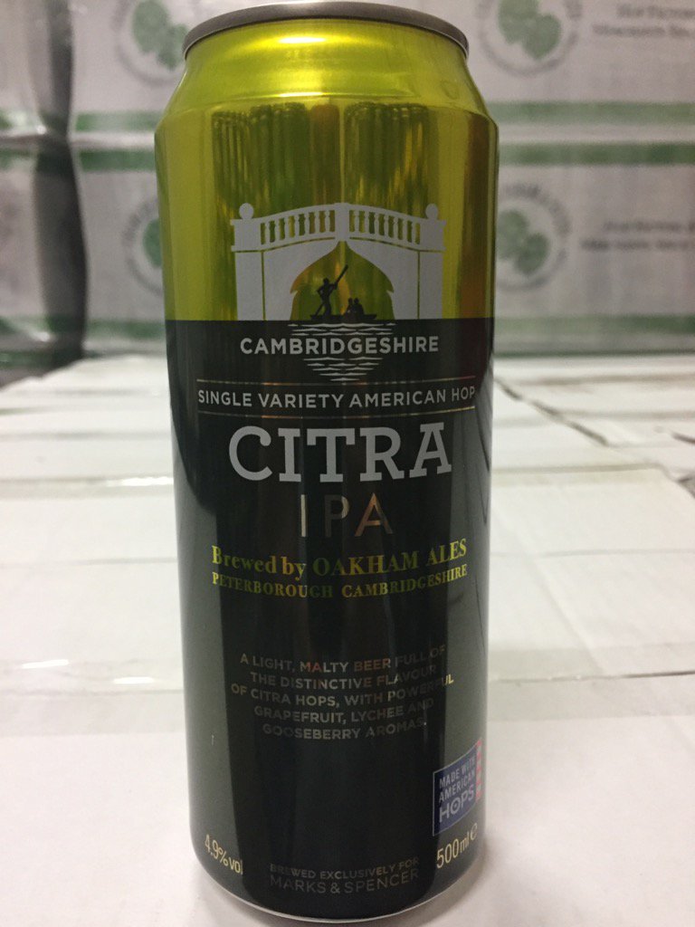 OakhamAles's tweet photo. New Citra cans available from @marksandspencer !! 4.9% ABV and on the shelves now! #firstcan https://t.co/TUEroMZln8