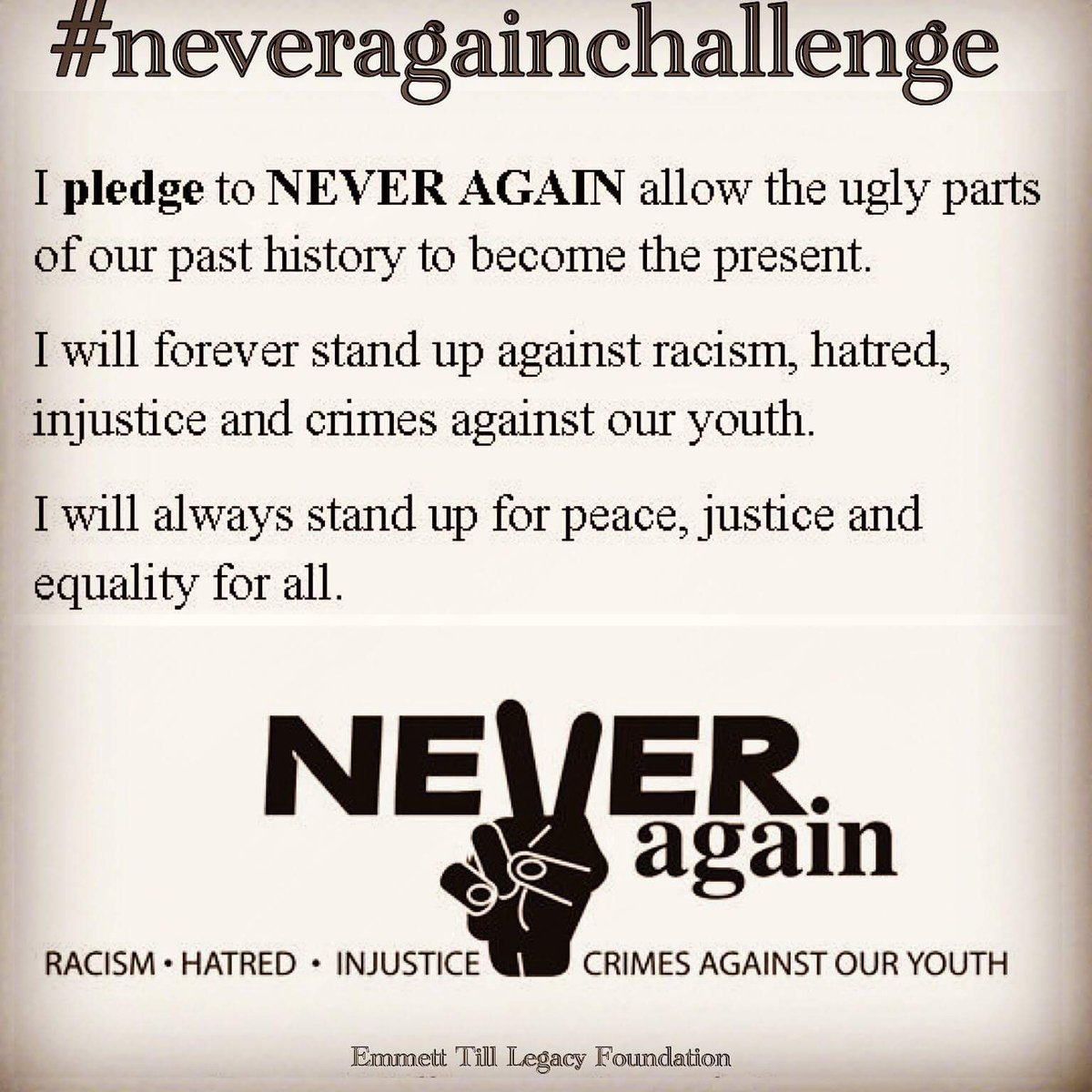 EmmettTill's tweet photo. @beccsfarnham Join in Take the challenge make the #NeverAgainPledge you can save many lives #emmetttill legacy is alive. #TragedyintoTriumph https://t.co/HNM9nS3x62