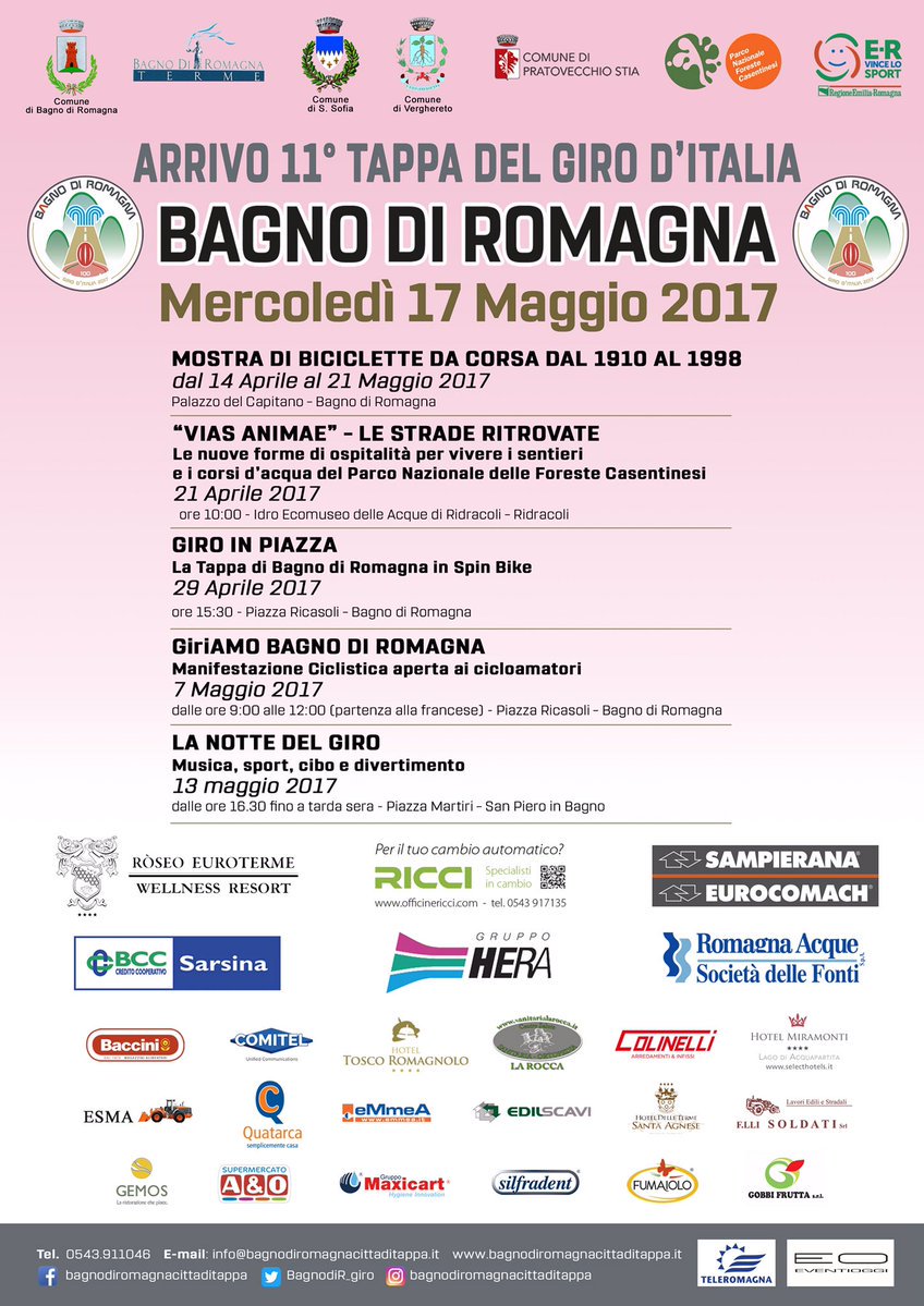 comitelsrl's tweet photo. #Comitel sponsor della tappa del Giro d'Italia 2017 a #BagnodiRomagna https://t.co/hne4HLlvkn