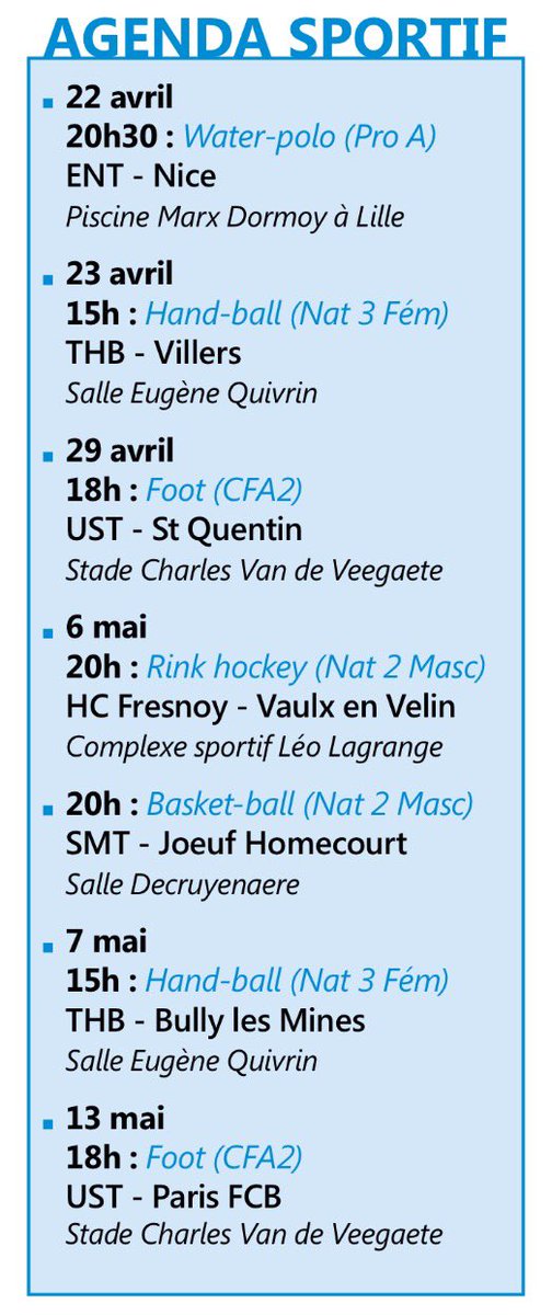 Gerald Darmanin On Twitter Envie De Sports Regardez L Agenda Sportif De Tourcoing