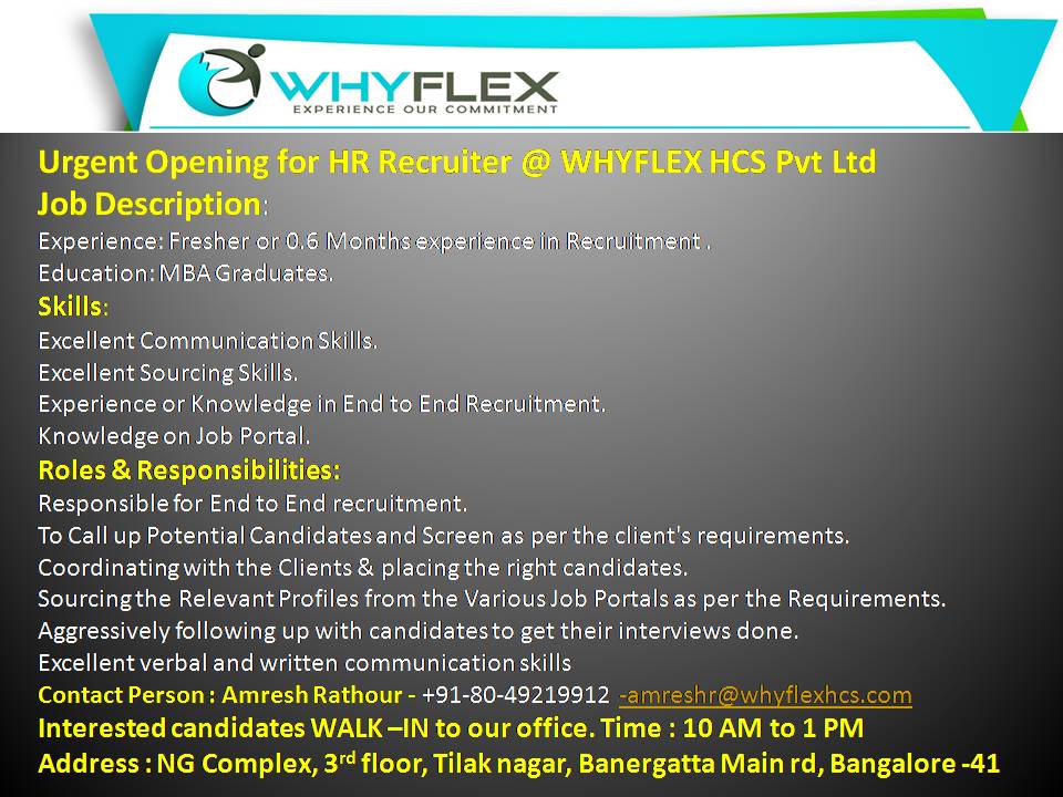 whyflex_hcs's tweet photo. JOB OPENING!!! Hiring for HR Recruiter @ Whyflex. Contact immediately for more details. #HR_Recruiter #Job_opening #Whyflex. Walk - in !!! https://t.co/JQ4ktmhxdR