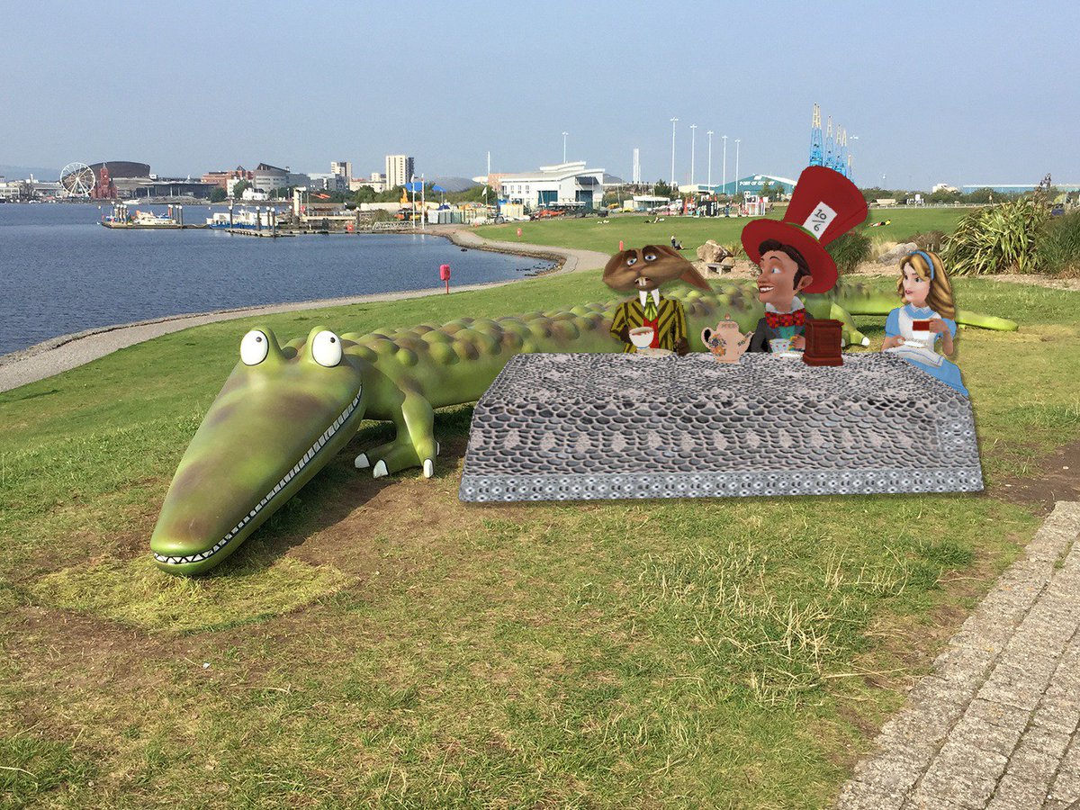 LDMcLays's tweet photo. The March Hare, Mad Hatter and Alice had afternoon tea with the @CrocInTheDock recently. Celebrate #nationalteaday with him on the Barrage ☕ https://t.co/Fnq7NGdd92