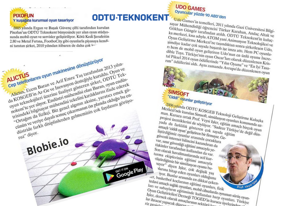 ODTUTeknokent's tweet photo. #ODTÜTEKNOKENT firmalarından @AlictusOfficial, @pixofun, @udogames ve @Simsoft_BT bu ay @ParaDergisi'nde! #LiderTeknokent https://t.co/ZvjU1fMWE7