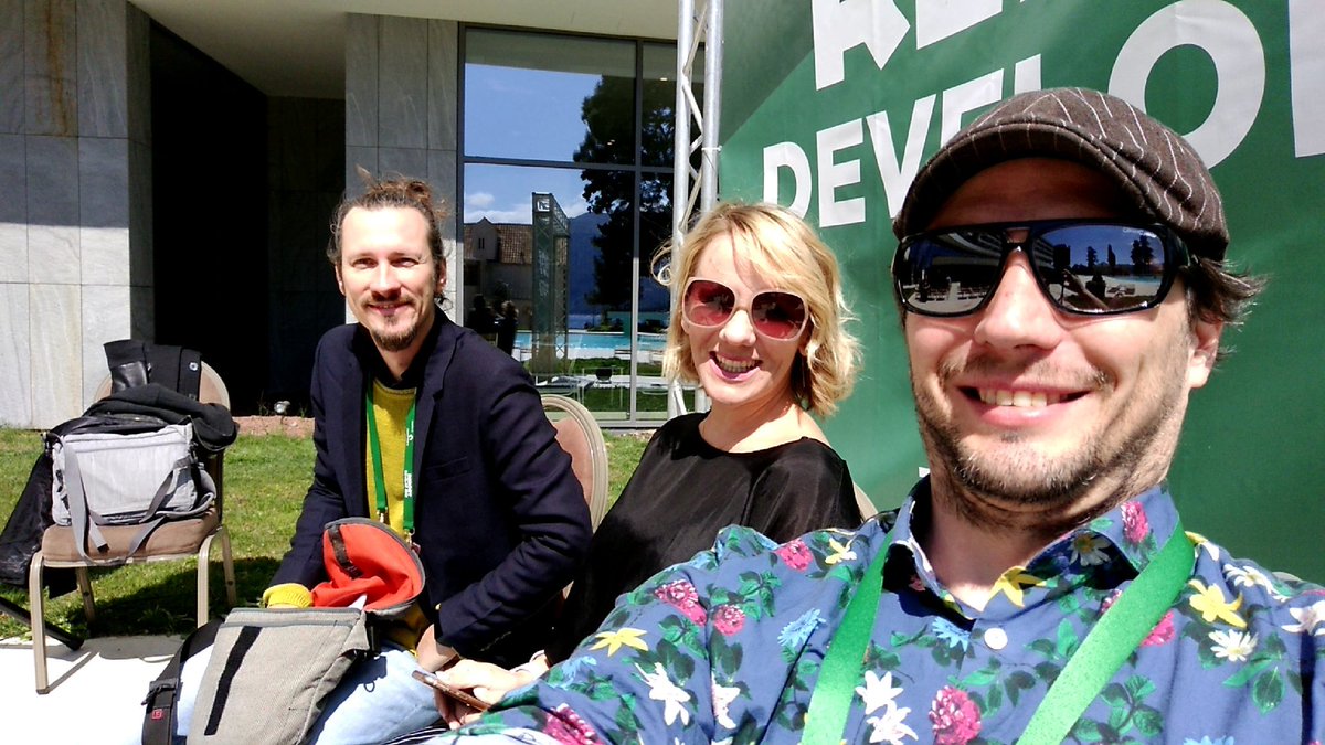 gamesweekberlin's tweet photo. Preparing the crowds on how to not be a wuss at events @RebootDevelop with @kadrix @Dedux @liebe_micha , see you next week! https://t.co/V3TIV61Bbu