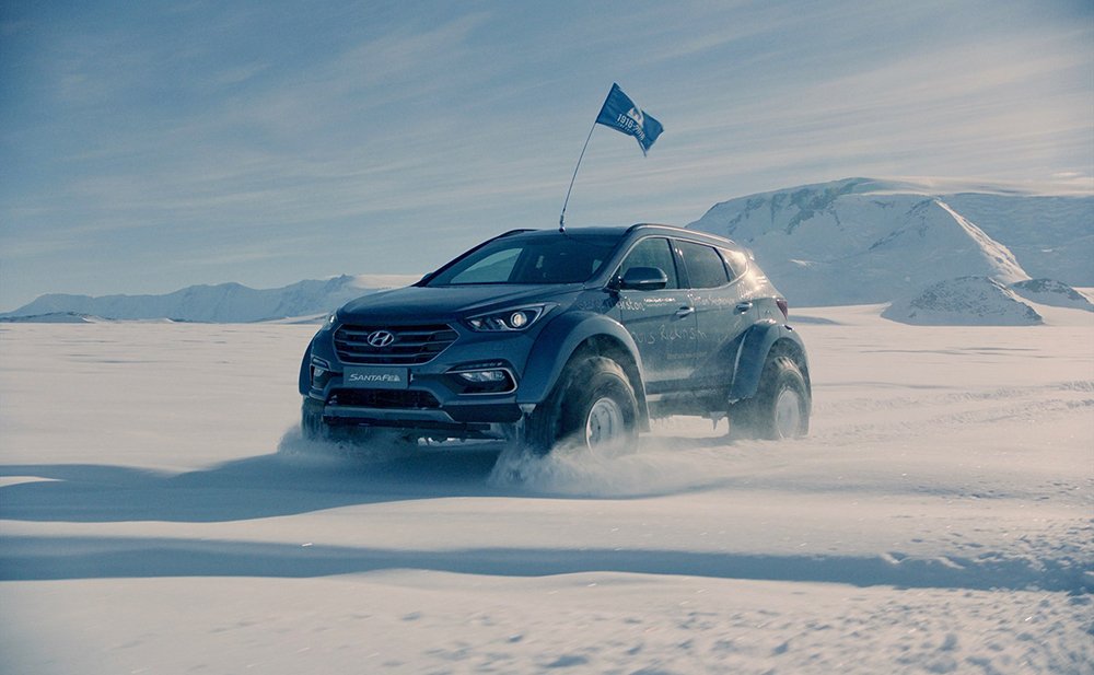 LeisureWheelsZA's tweet photo. A regular (almost) Hyundai Santa Fe has conquered Antarctica in a 5800km round trip. #shackletonsreturn More: https://t.co/oRVkr2cP0C https://t.co/o8DBGrGzAH